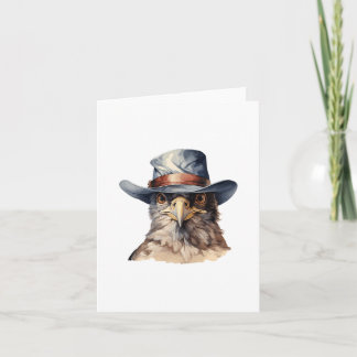 Tarjeta Una pichón divertida con un gorra de vaquero, acua
