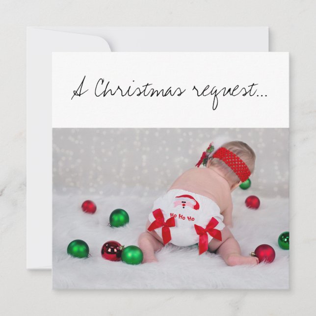 Tarjeta Una propuesta de padrinos de Navidad bebé con paña (Anverso)