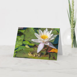 Tarjeta Una rana bajo una flor de nenúfar