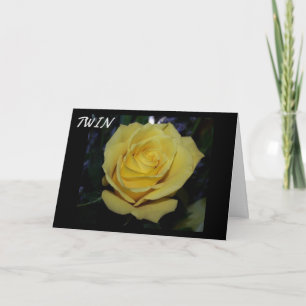 Tarjeta Una rosa amarilla "HERMOSA" para "mi gemela"