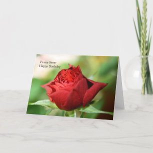 Tarjeta Una Rosa Roja Única Para Mi Hermana Feliz Cumpleañ