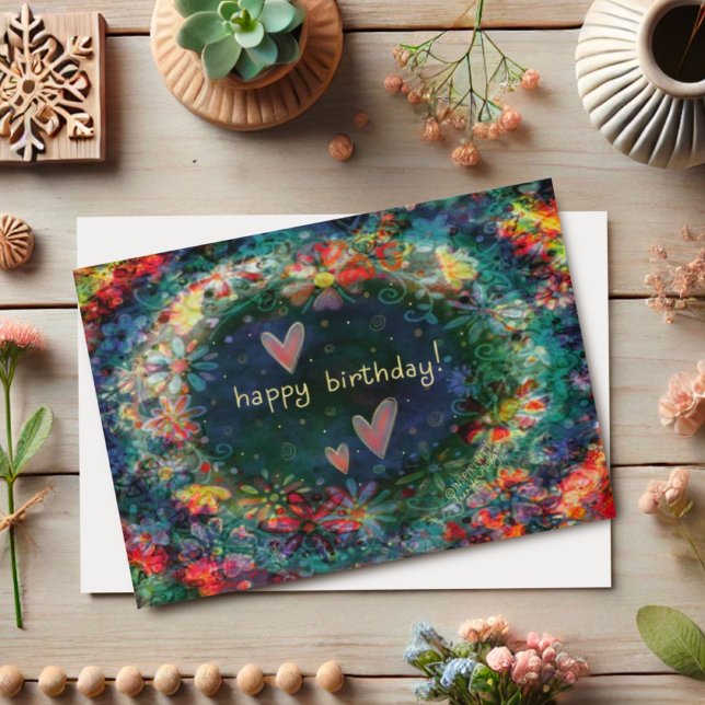 Tarjeta Una sencilla moda floral de cumpleaños feliz (Subido por el creador)