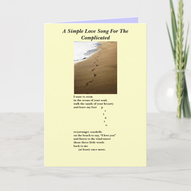 Tarjeta Una Simple Canción De Amor Para La Complicada Impr (Anverso)