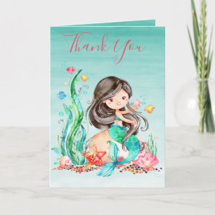 Tarjeta Una sirena cutáneo de color bajo el mar Baby Showe