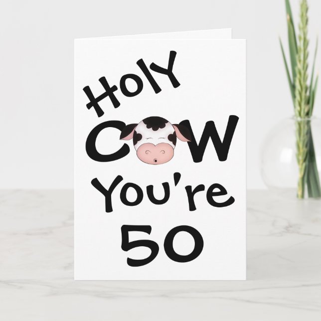 Tarjeta Una vaca sagrada divertida tienes 50 cumpleaños hu (Anverso)