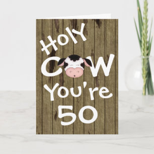 Tarjeta Una vaca sagrada divertida tienes 50 cumpleaños hu