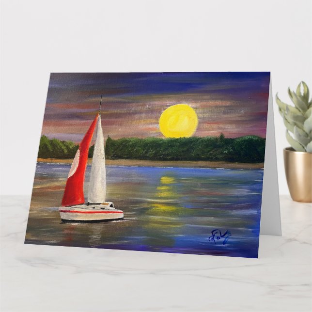 Tarjeta Una vela al atardecer, por Gary Poling (Planta pequeña)