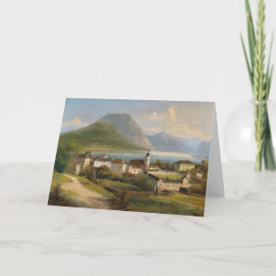 Tarjeta Una vista de Gmunden Johann Wilhelm Jankowsky