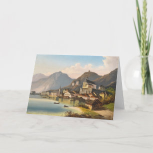 Tarjeta Una vista de Hallstatt   Johann Wilhelm Jankowsky