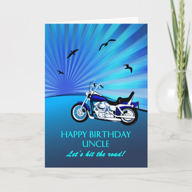 Tarjeta Uncle Birday Motorbike Sunset Card (Anverso)