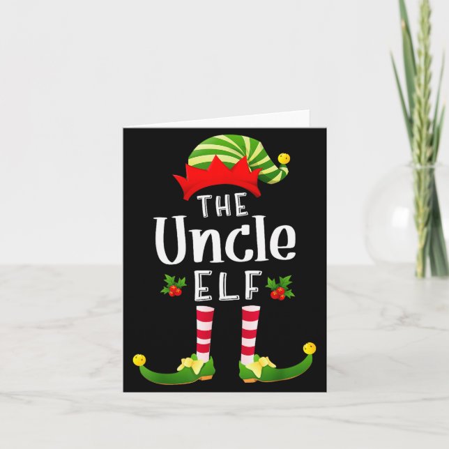 Tarjeta Uncle Christmas Elf Matching Pajama X-mas Party  (Anverso)