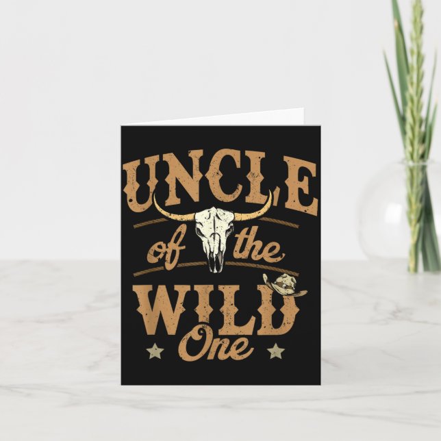 Tarjeta Uncle Of The Wild One Cowboy Western Rodeo Party M (Anverso)