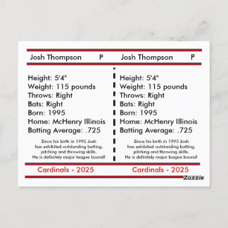 Tarjeta única de béisbol Personalizable