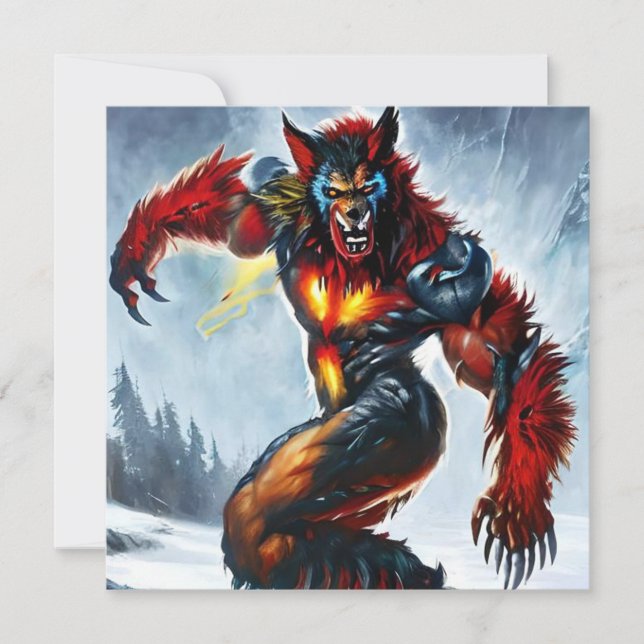 Tarjeta única de Halloween para Werewolf (Anverso)
