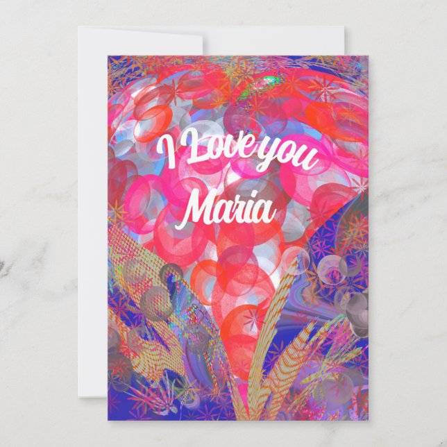 Tarjeta única de San Valentín abstracta colorida y (Anverso)
