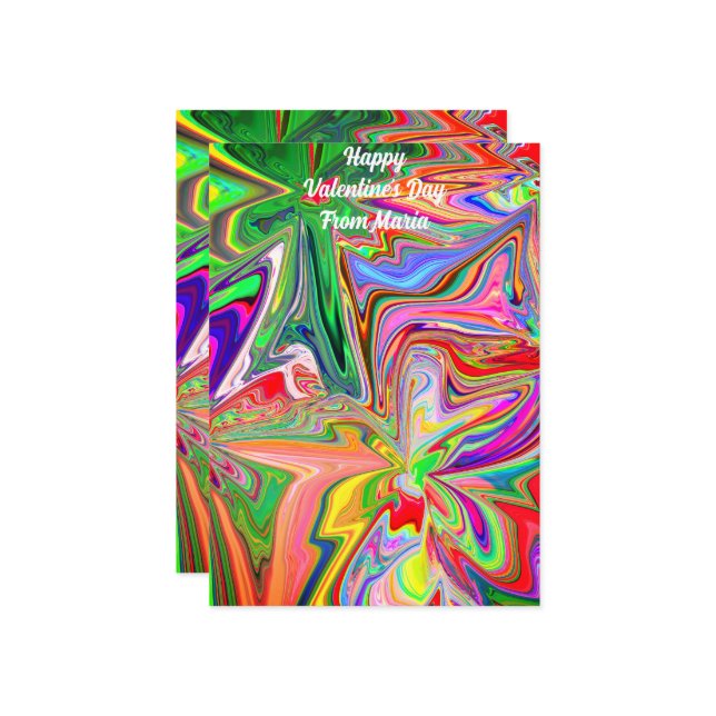 Tarjeta única de San Valentín abstracta colorida y (Anverso/Reverso In Situ)
