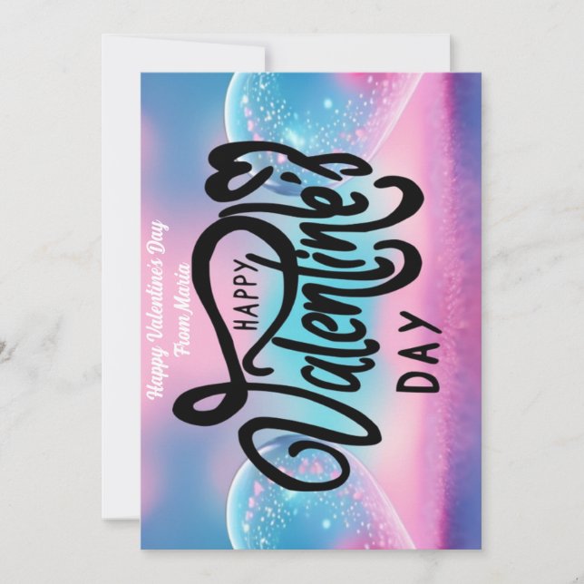 Tarjeta única de San Valentín abstracta colorida y (Anverso)