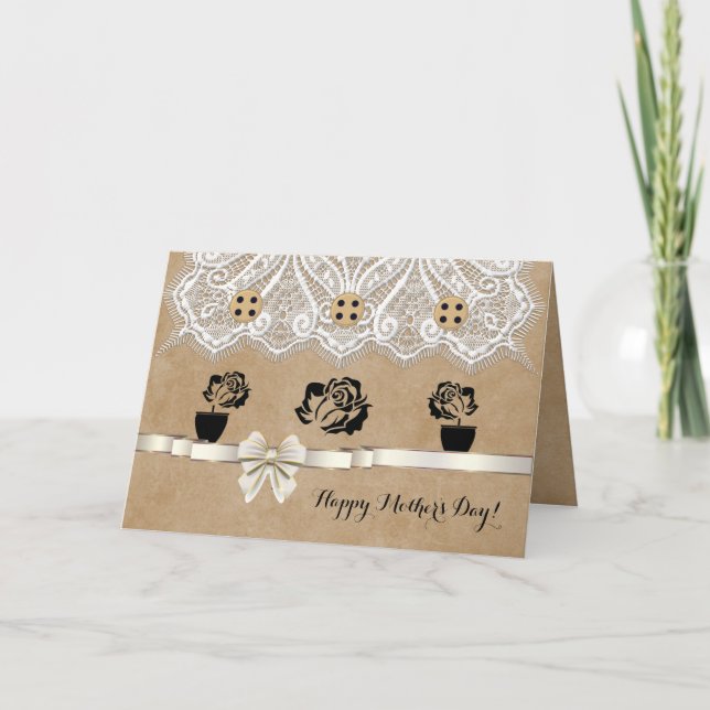 Tarjeta única para el día de la madre con Rosas (Anverso)