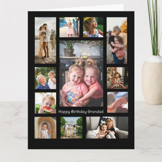 Tarjeta Único montaje simple de 12 Collages de fotos Minim (Anverso)