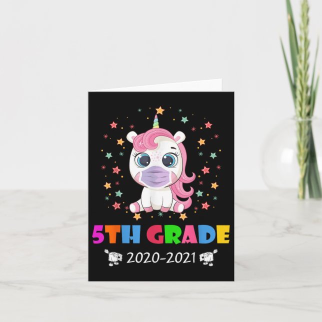 Tarjeta Unicorn Hello Quinto Grado 2020 Cuarentena De Vuel (Anverso)