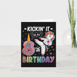 Tarjeta Unicorn Karate 8 cumpleaños Taek de ocho años