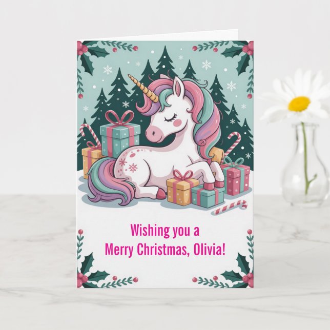 Tarjeta Unicorn para navidades (Planta pequeña)