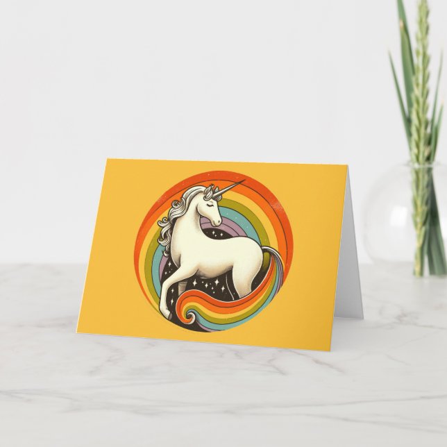 Tarjeta Unicornio arcoiris de la década de 1980 (Anverso)