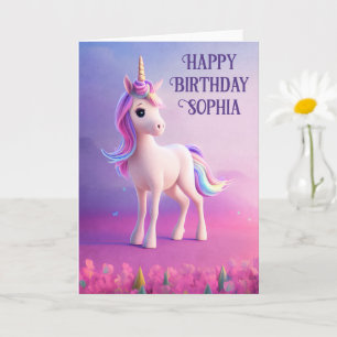 Tarjeta Unicornio blanco lindo con forma rosa y azul
