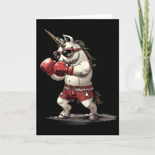 Tarjeta Unicornio Boxeador Con Guantes De Boxeo Kickboxing