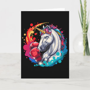 Tarjeta Unicornio Boxeador Con Guantes De Boxeo Kickboxing