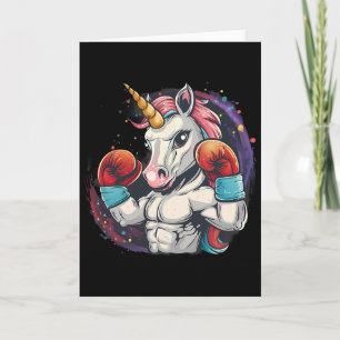 Tarjeta Unicornio Boxeador Con Guantes De Boxeo Kickboxing