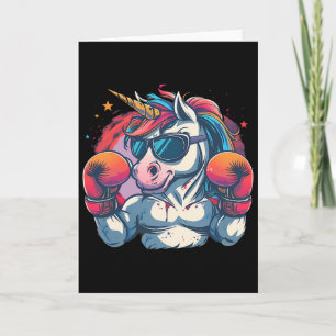 Tarjeta Unicornio Boxeador Con Guantes De Boxeo Kickboxing