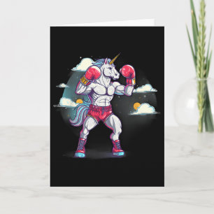 Tarjeta Unicornio Boxeador Con Guantes De Boxeo Kickboxing