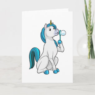 Tarjeta Unicornio con burbujas de jabón