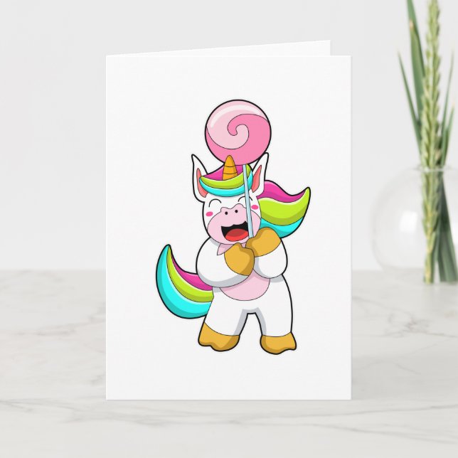 Tarjeta Unicornio con Chupachups (Anverso)