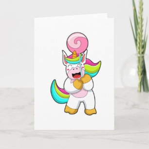 Tarjeta Unicornio con chupachups
