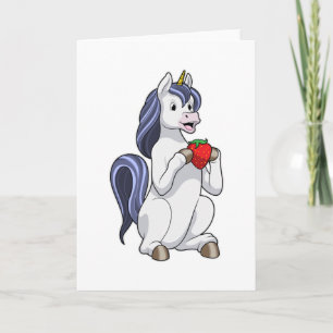 Tarjeta Unicornio con Fruta de Fresa
