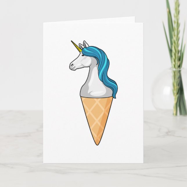 Tarjeta Unicornio con helado de waffle (Anverso)
