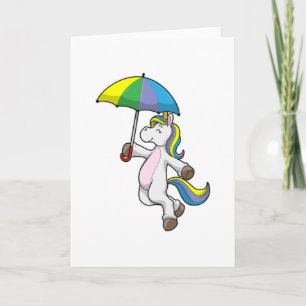 Tarjeta Unicornio con paraguas