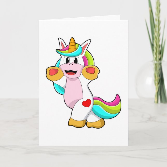 Tarjeta Unicornio con tatuaje de corazón (Anverso)