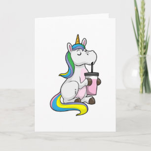 Tarjeta Unicornio con té de burbujas