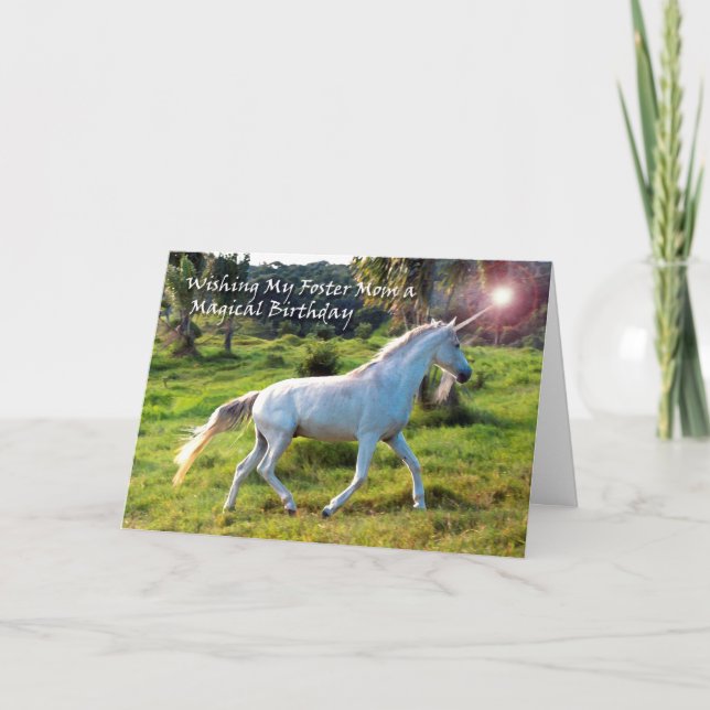 Tarjeta Unicornio, cumpleaños de mamá de acogida, sueño má (Anverso)