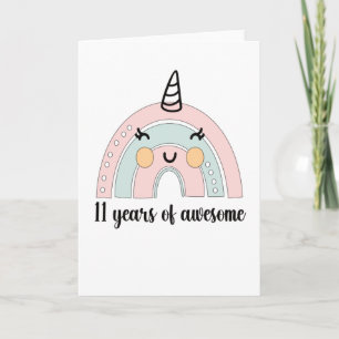 Tarjeta Unicornio de 11 años de edad
