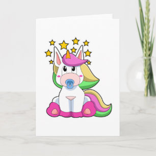 Tarjeta Unicornio de bebé con chupete