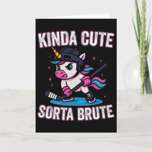 Tarjeta Unicornio de chica de hockey sobre hielo algo lind