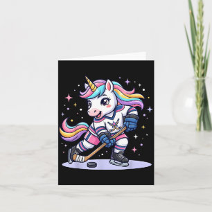 Tarjeta Unicornio de Hockey Hielo Divertido Chicas Lindo I