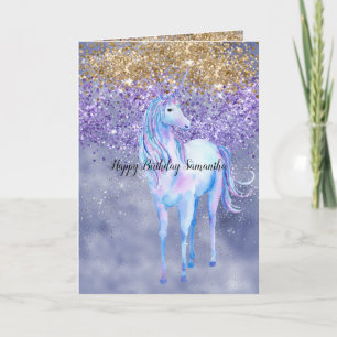 Tarjeta Unicornio de oro morado