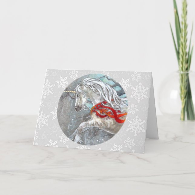 Tarjeta - Unicornio de vacaciones decorativas (Anverso)