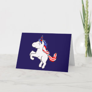 Tarjeta Unicornio de White Patriotic USA Flag Mane Persona