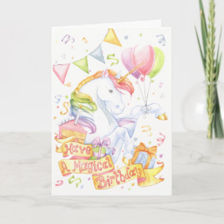 Tarjeta Unicornio del cumpleaños
